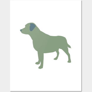 Labrador Silhouette -Green Posters and Art